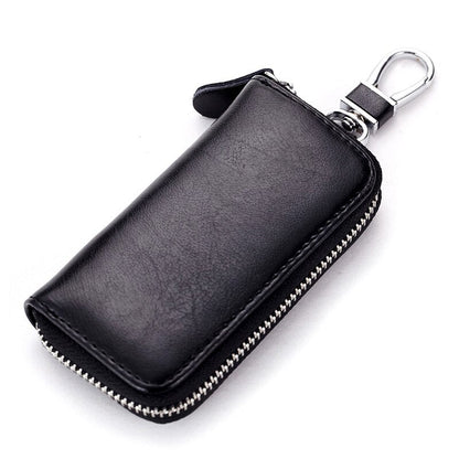 Realaiot Cow Split Leather Men Women Key Holder House Keychain Bag Organizer Car Key Case Pouch Multifunctional Small Wallet Mini Purse