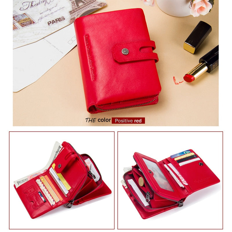 Cyflymder Short Wallet With Zipper Coin Purse Pocket Genuine Leather Women Wallets Small Fashion Card Holder Money Bag For Ladies