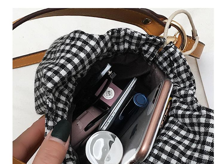 Cyflymder New Bucket Bag Plaid Bow Women Pu Leather Handbag Famous Designer Crossbody Bag Quilted Plaid Women Shoulder Bag