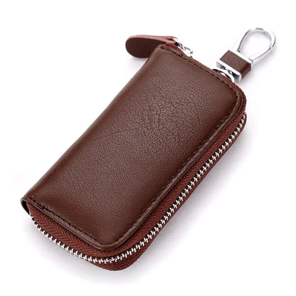 Realaiot Cow Split Leather Men Women Key Holder House Keychain Bag Organizer Car Key Case Pouch Multifunctional Small Wallet Mini Purse