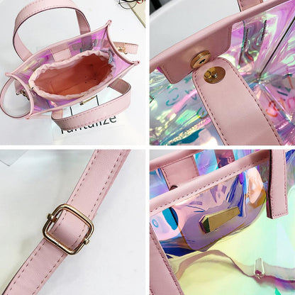 Cyflymder Luxury Band Women PVC Shoulder Bag Fashion Transparent Clear Handbag Messenger Bags Jelly Candy Color Crossbody Bag Tote Purse