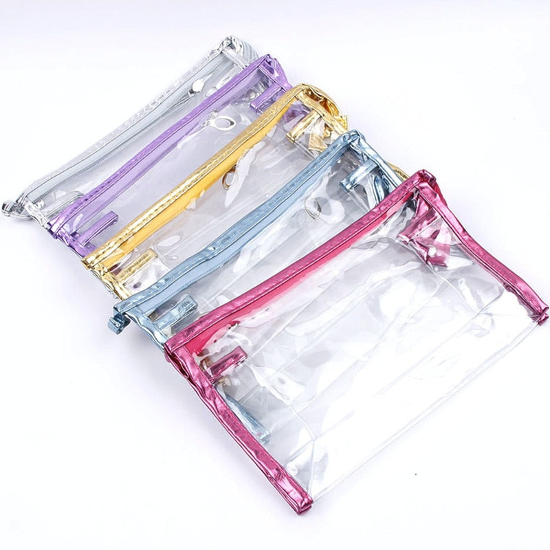 Realaiot Transparent Plastic Cosmetic Toiletries Bag Women Pillow Shape Zipper Makeup Bags Case Casual Lady Pouch Travel Organizing Purse