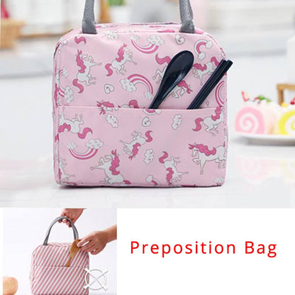 Realaiot Flamingo Insulated Oxford Aluminum Foil Portable Lunchbag Woman Men Travel Picnic Lunch Box With Pocket Thermal Lunch Bag