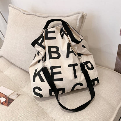 Realaiot Designer Letters Canvas Women Shoulder Bag Fashion Large Capacity Crossbody Bags For Women Casual Canvas Big Shopper Women's Bag