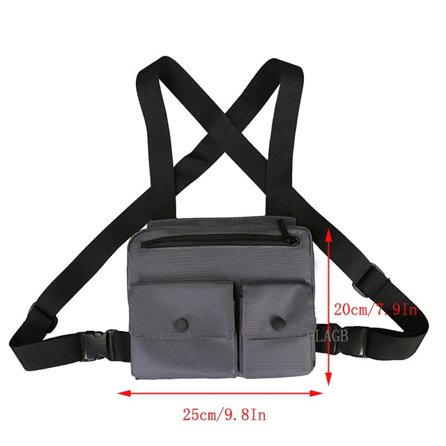 Realaiot Functional Tactical Chest Bag  Fashion Bullet Hip Hop Vest Streetwear Bag Waist Pack Women Black Chest Rig Bag