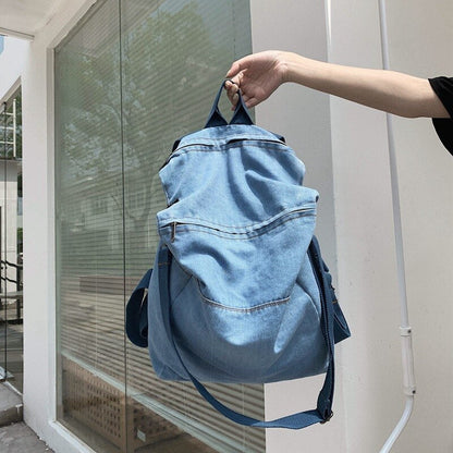 Realaiot Casual Denim women Backpack Big Capacity Multifunctional men Shoulder Bags Harajuku Travel Backpacks Rucksac student school bags