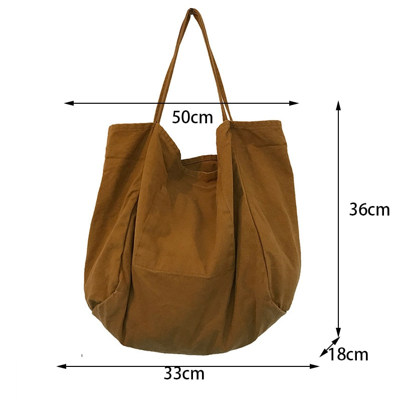 Realaiot Large Canvas Tote Bag Women Big Capacity Shopping Handbag Simple Lady Shoulder Bag Solid Color Handle Bag Reusable Designer Tote