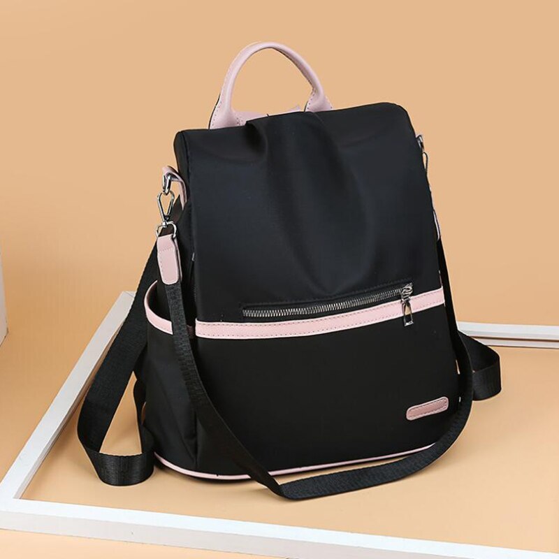 Realaiot Casual Oxford Backpack Women Black Waterproof Nylon School Bags For Teenage Girls High Quality Fashion Travel Tote Packbag