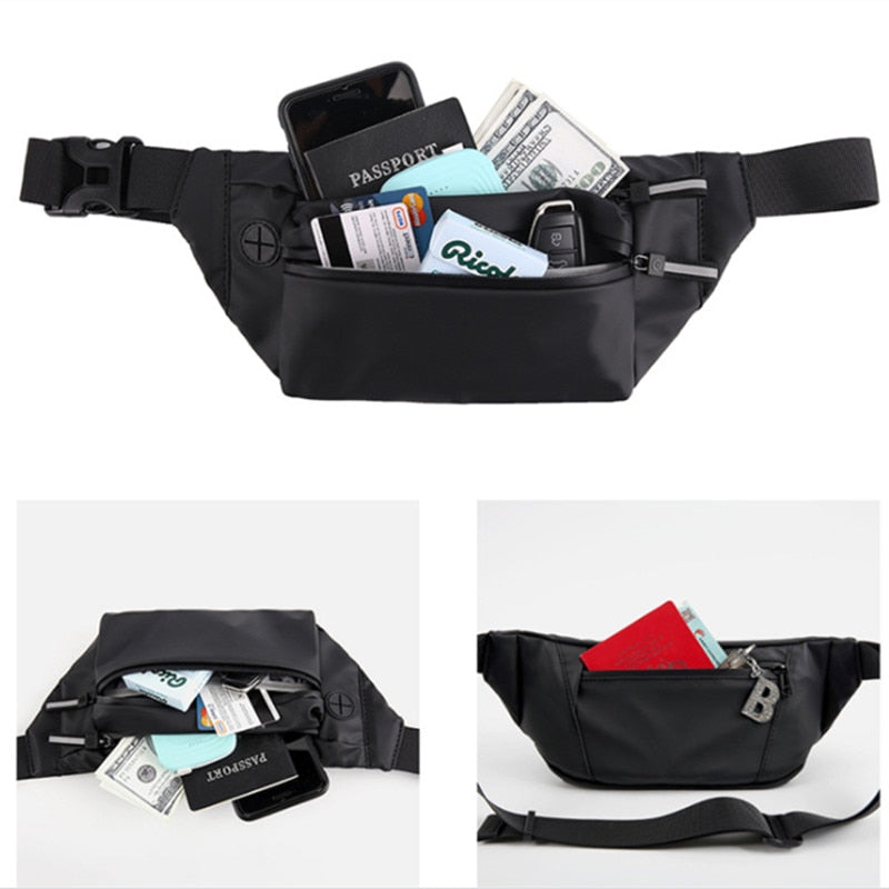 Realaiot Waterproof Man Waist Bag Fanny Pack Fashion Chest Pack Outdoor Sports Crossbody Bag Casual Travel Male Belt Bag Hip Waist Packs