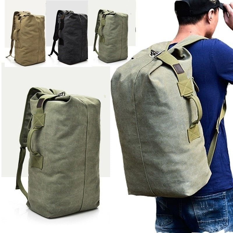 Realaiot Canvas Backpack Men's Bag Outdoor Sports Duffle Bag Travel Rucksack Hiking Backpacks Fishing Bag Campong Bags Backpack