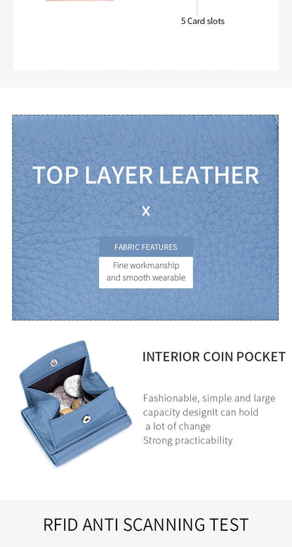 Cyflymder New Women Genuine Leather Purses Female Cowhide Wallets Lady Small Coin Pocket Rfid Card Holder Mini Money Bag Portable Clutch