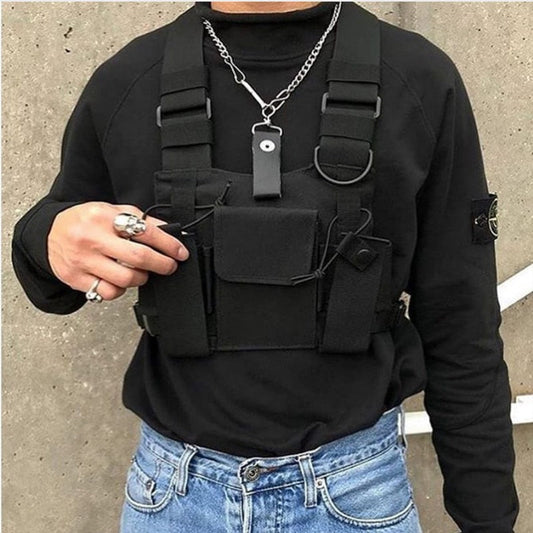 Realaiot Functional Tactical Chest Bag  Fashion Bullet Hip Hop Vest Streetwear Bag Waist Pack Women Black Chest Rig Bag