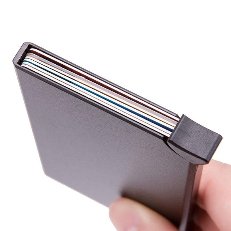 Realaiot Custom Name Business Wallet Card Holder RFID Aluminum Box Case Card Holder Automatic Pop-up Anti-theft Bank Cards Holder
