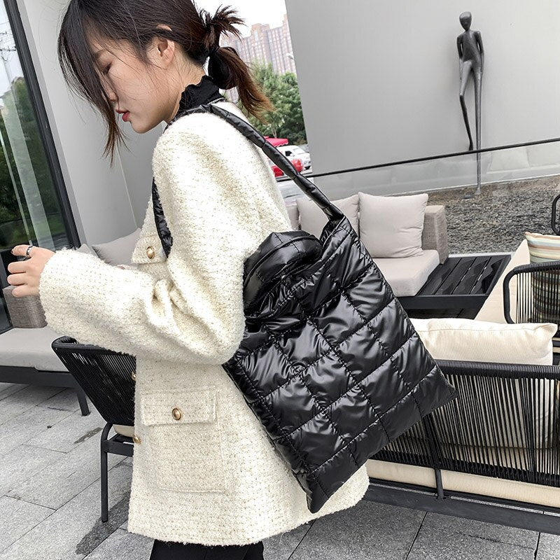 Realaiot High Quality Space Cotton Ladies Handbags Winter New Fashion Shoulder Crossbody Bags For Women Brand Designer Ms. Tote Bag