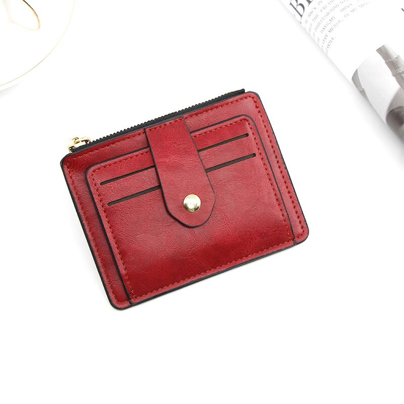 Realaiot Small Fashion Credit ID Card Holder Slim Leather Wallet with Coin Pocket Man Money Bag Case for Men Mini Women Business Purse