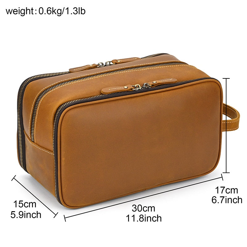 Realaiot Thick Leather Clutch Bag mens wash bag storage bag genuine leather Toiletry kits bag real cowskin make up day clutch