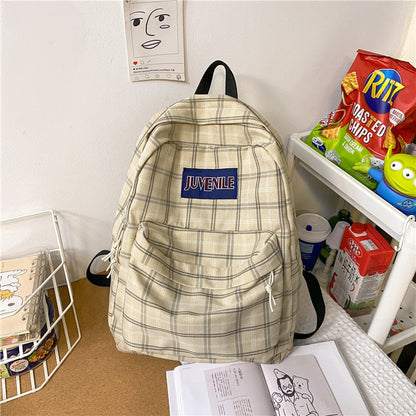 Realaiot Fashion College School Bag Casual New Simple Women Backpack Plaid Book Packbags for Teenage Girls Travel Shoulder Bag Rucksack