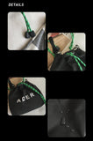 Realaiot Fashion Letter Printing Mini Crossbody Bag For Women Black White Canvas Couple Small Bag Bucket Handbag Drawstring Shoulder Bag