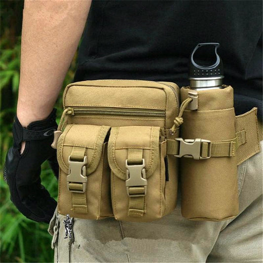 Realaiot Tactical Men Waist Pack Nylon Hiking Water Bottle Phone Pouch Outdoor Sports Army Military Hunting Climbing Camping Belt Bag