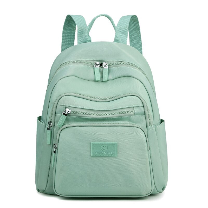 Cyflymder New Dark Green Women's Backpack Waterproof Nylon Backpack Student School Bag Suitable For Girls' Small Travel Rucksack