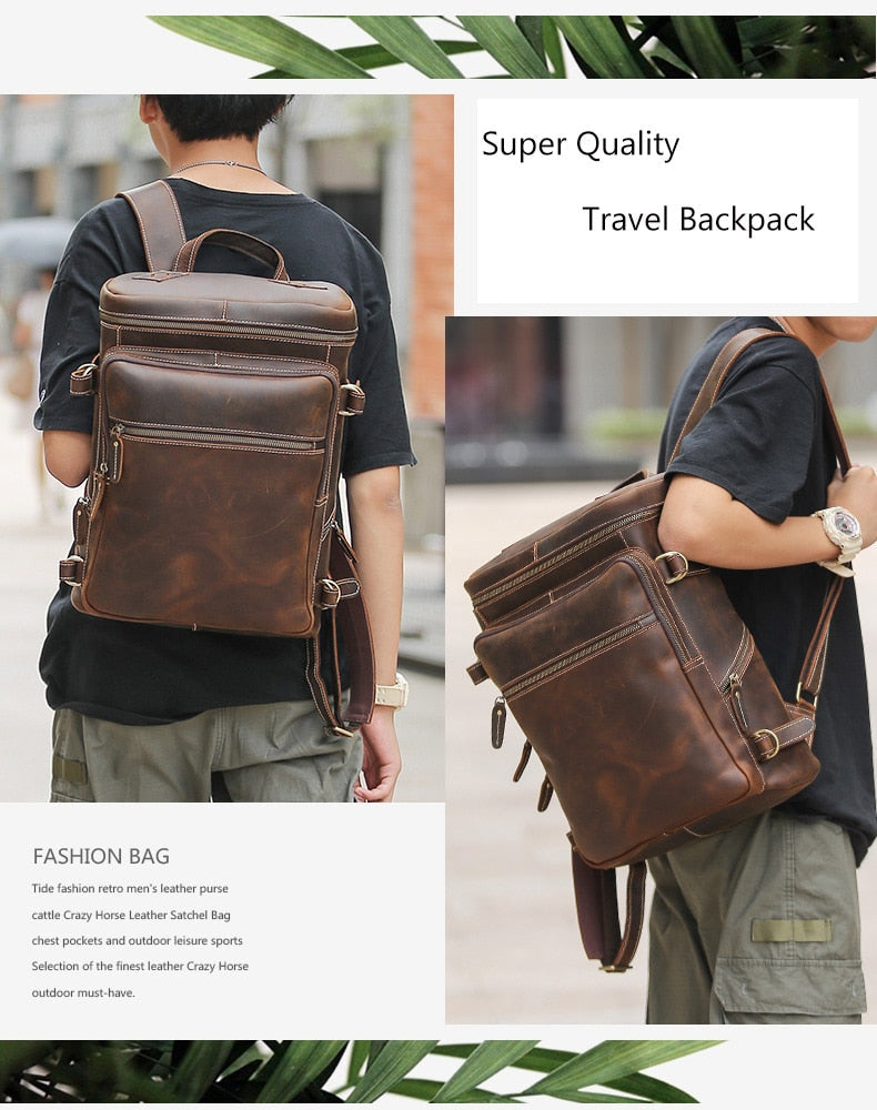 Cyflymder Leather Backpack Men Luxury Designer Laptop Bagpack for Man Backpack for School Bag Travel Backpack Bag Men's Daypack