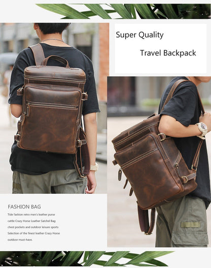 Cyflymder Leather Backpack Men Luxury Designer Laptop Bagpack for Man Backpack for School Bag Travel Backpack Bag Men's Daypack