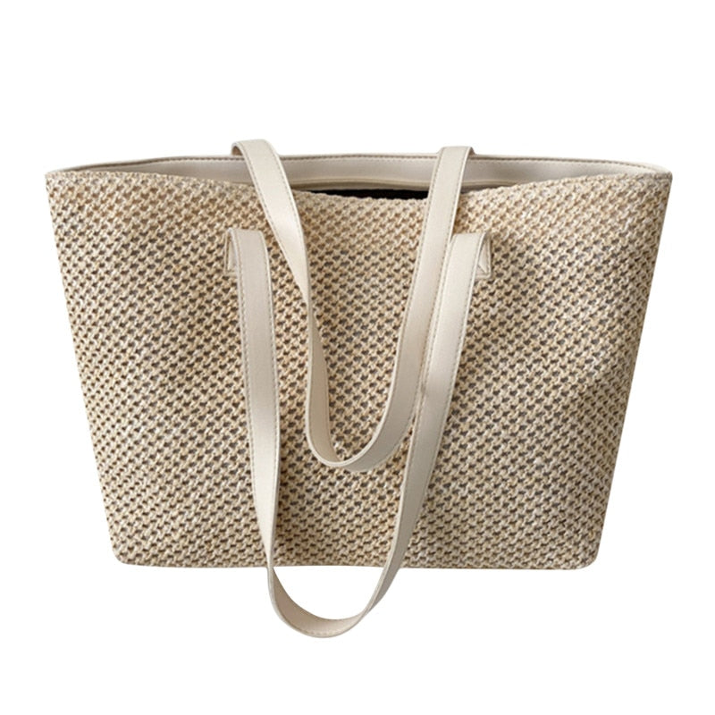 Realaiot Summer Women's Tote Bags Leisure Straw Woven Handbags Beach Travel Bags Women's Handbags Shopping Bags