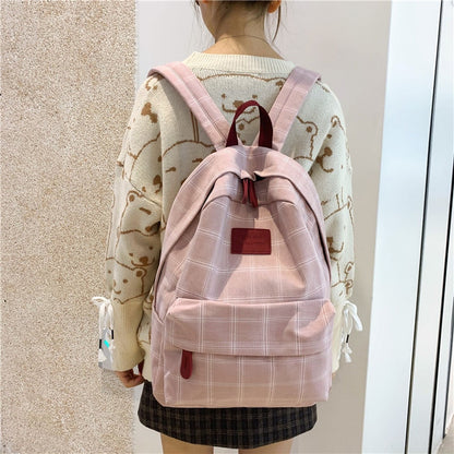 Realaiot Fashion Girl College School Bag Casual New Simple Women Backpack Striped Book Packbags for Teenage Travel Shoulder Bag Rucksack