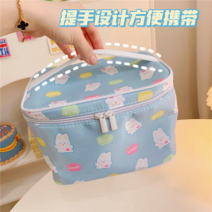 Cyflymder New Women Travel Cosmetic Makeup Bags Case Korean Bear Rabbit Plaid Toiletries Organizer Females Make up Storage Bag Pouch