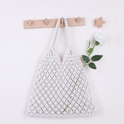 Realaiot Casual Rattan Women Handbags Wicker Woven Hollow Shoulder Bags Purses Summer Beach Basket Straw Bag Large Capacity Tote Bag