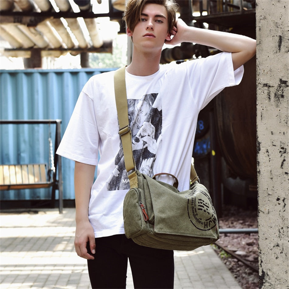 Cyflymder Men's Fashion Canvas Shoulder Bags Business Travel Crossbody Bags Men Messenger Bags Briefcase Men Handbag Tote