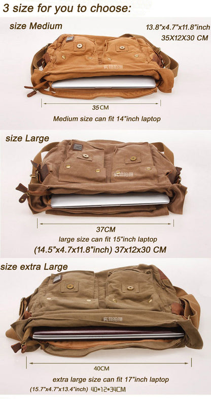 Cyflymder Military Canvas + Genuine leather Men Messenger Bag Canvas Shoulder Bag men Crossbody Bag Casual Bag