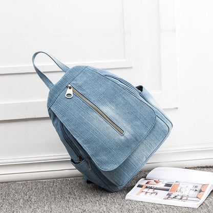 Realaiot Blue Denim Canvas Women Backpack Big Capacity High Quality female School Bag Casual Jeans Travel shoulder Bag Rucksack Mochila