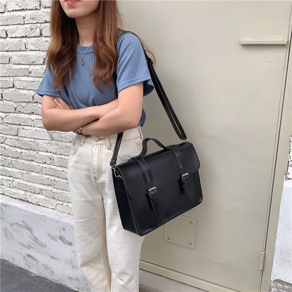 Realaiot Korean preppy style student school bag pu leather female messenger bags vintage multifunctional Women shoulder bag ladies Totes