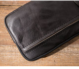 Cyflymder Men's leather wallet, handmade retro multifunctional cowhide zipper clutch, trendy personality clutch