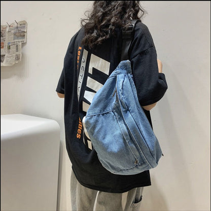 Realaiot Unisex Crossbody Bag Shoulder Bag Girls New Denim for Women Large Capacity Messenger Bag Bolsos Para Mujer Hip Hop Belt Bag