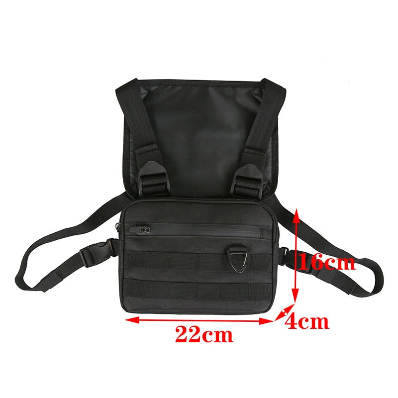 Realaiot Functional Tactical Chest Bag For Woman Fashion Bullet Hip Hop Vest Streetwear Bag Waist Pack Unisex Black Chest Rig Bag ZY948