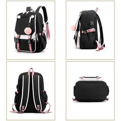 Realaiot Shoulder Bag Women girls School Backpacks Anti Theft USB Charge Backpack Waterproof Bagpack School Bags Teenage Travel Bag