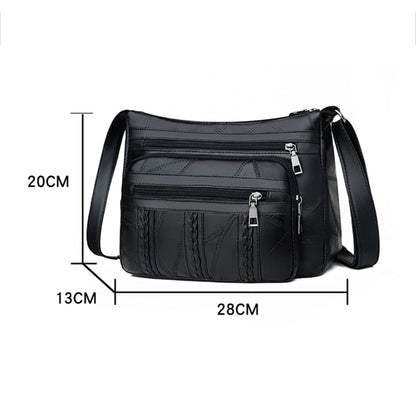 Realaiot Women Leather Shoulder Bag Multi-pocket Mother Female Zipper Crossbody Handbags Fashion Exquisite Shopping Bag