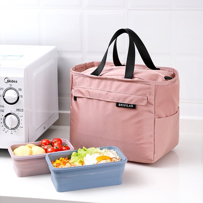 Realaiot Zipper Thermal Lunch Bag Bento Box Insulated Cooler Tote Bags Picnic Travel Portable Food Storage Container for Women Children