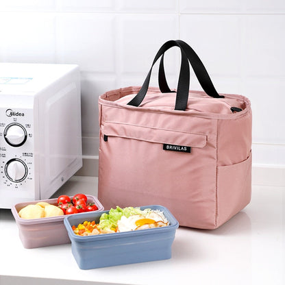 Realaiot Zipper Thermal Lunch Bag Bento Box Insulated Cooler Tote Bags Picnic Travel Portable Food Storage Container for Women Children