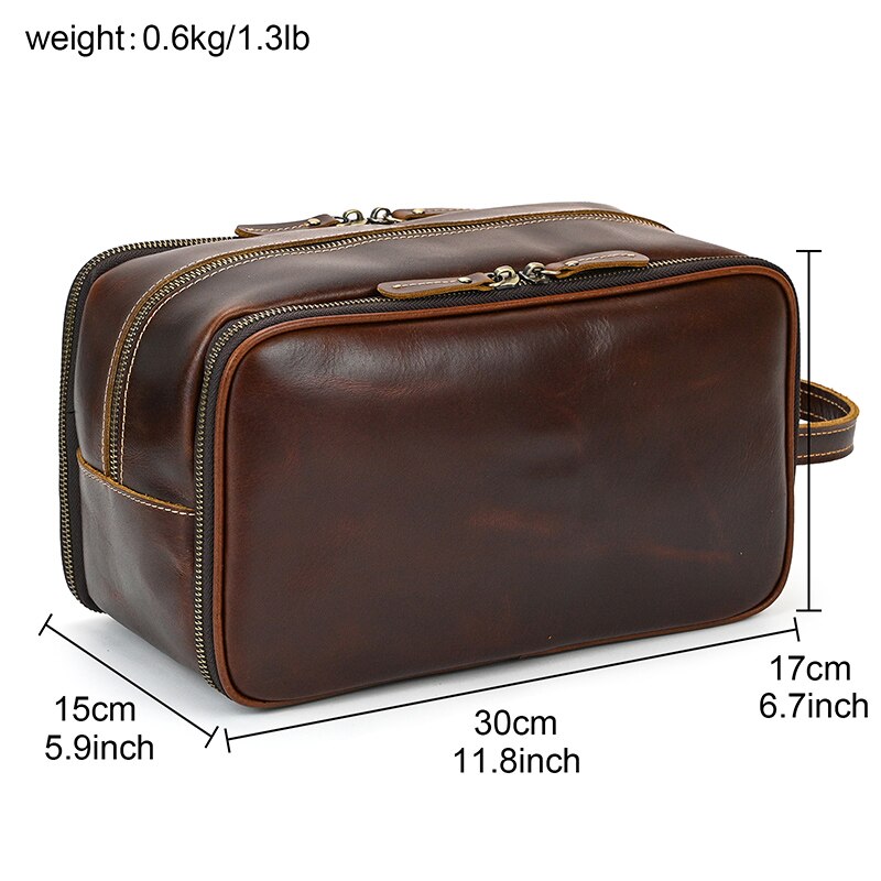 Realaiot Thick Leather Clutch Bag mens wash bag storage bag genuine leather Toiletry kits bag real cowskin make up day clutch