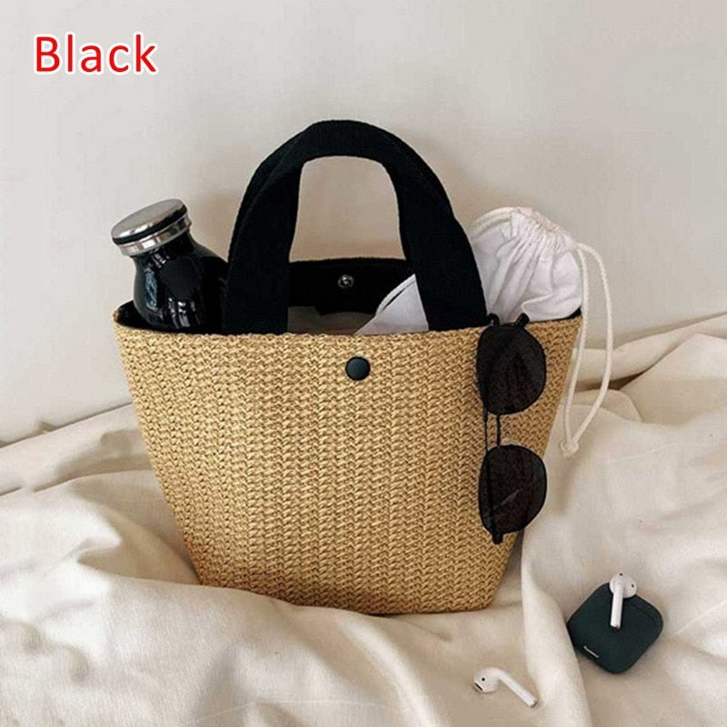 Realaiot Capacity Straw Bags Women Handmade Woven Basket Summer Bohemian Beach Bags Luxury Brand Canvas Lady Handbags