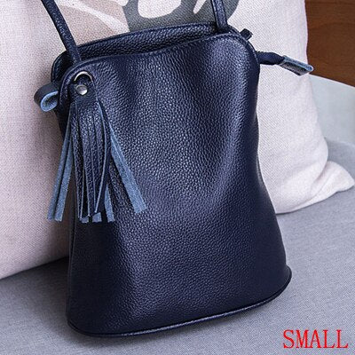 Realaiot Genuine Leather Tassel Shoulder Bag Women Luxury Purse Ladies Small Crossbody Bags Fashion Money Wallets Female Messenger Bag