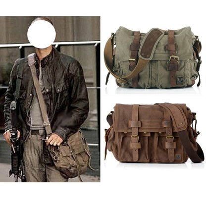 Cyflymder Military Canvas + Genuine leather Men Messenger Bag Canvas Shoulder Bag men Crossbody Bag Casual Bag