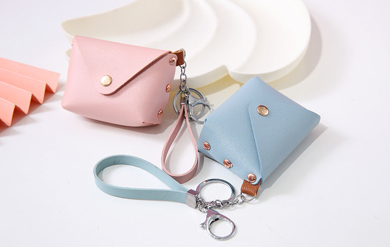 Cyflymder New Fashion Ladies PU Leather Mini Wallet Card Key Holder Coin Purse Solid Color Clutch Bag Kids Purses Small Handbag Bag