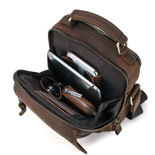 Cyflymder Leather Men Messenger Bag Vintage Man HandBags for 7.9" iPad High Quality Shoulder Bags Tote Crossbody Bag Gifts for Men