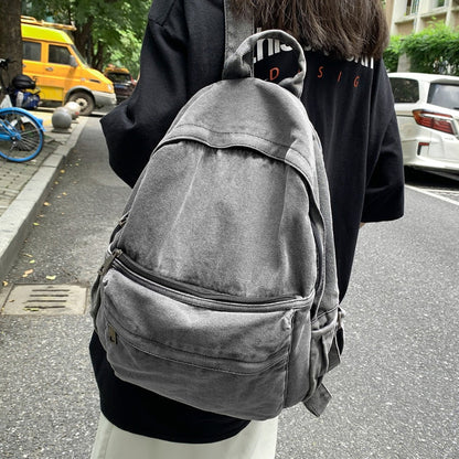 Cyflymder New Gray Denim Backpack Women's Leisure Travel Outing Shoulder Bag Female Fashion Schoolbags Suitable For Boys And Girls Mochila