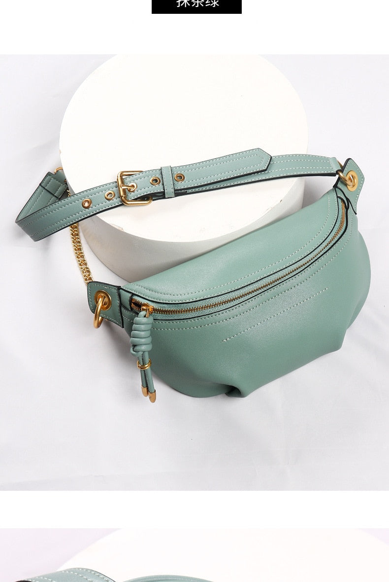 Realaiot Ins Korea Hot Fashion Style Woman Bags Genuine Leather Fanny Packs For Sport Outdoor Travel Bag For Ladies Girls Waist Bag