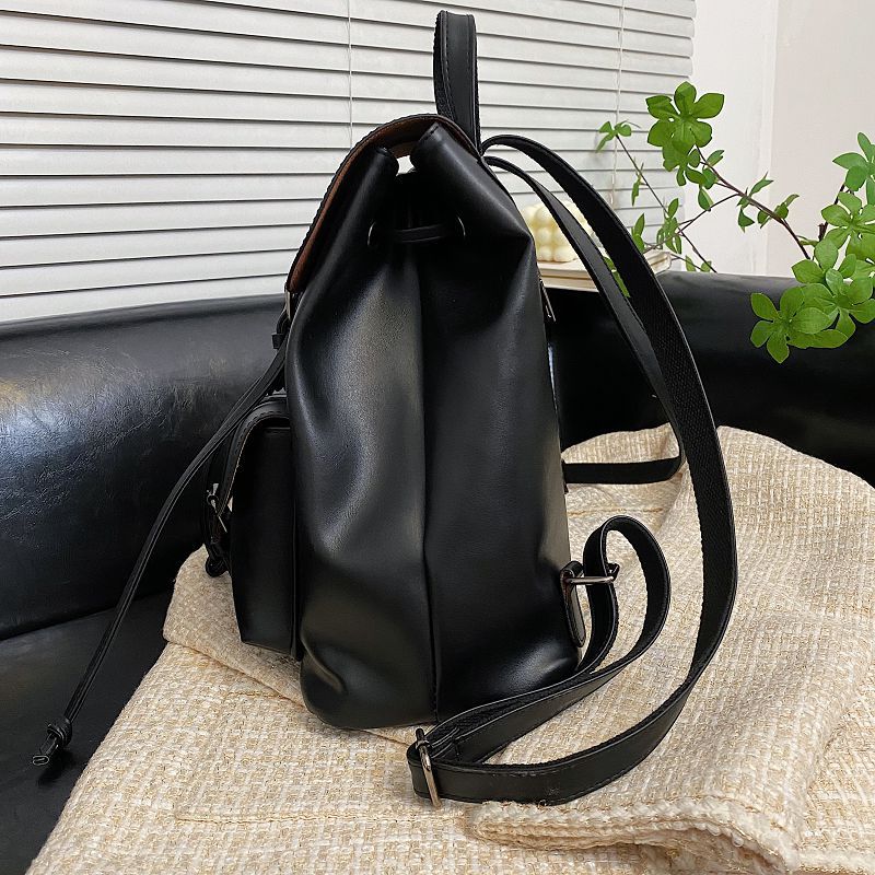 Realaiot Drawstring Women Backpack female Shoulder Bag Trendy School Bag Teenage Girls High Quality PU Leather Fashion Rucksack bagpack